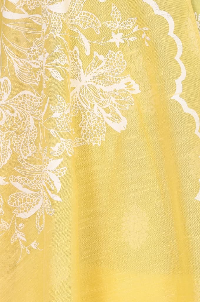 Yellow Cut Work Floral Printed Damini Dupatta — photo 3