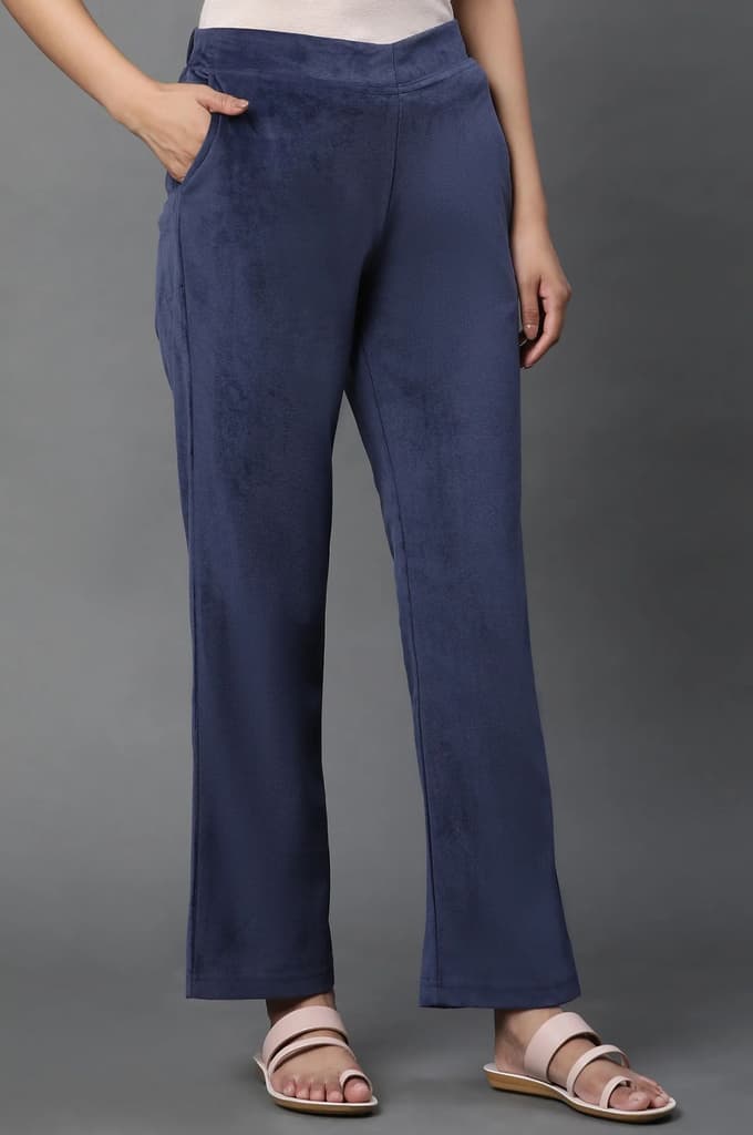 Blue Velvet Straight Pants — photo 4