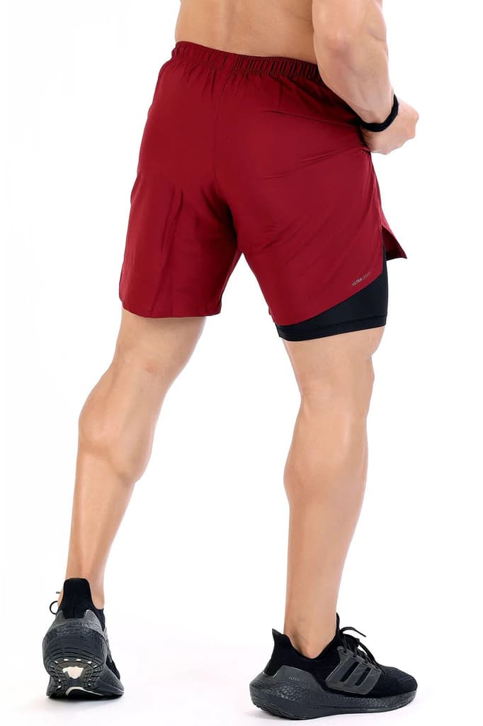 2 in 1 Compression Shorts Maroon — photo 5