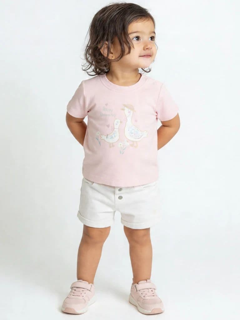 HOP Baby Girls Pink Printed Cotton T-Shirts (Pack of 3)