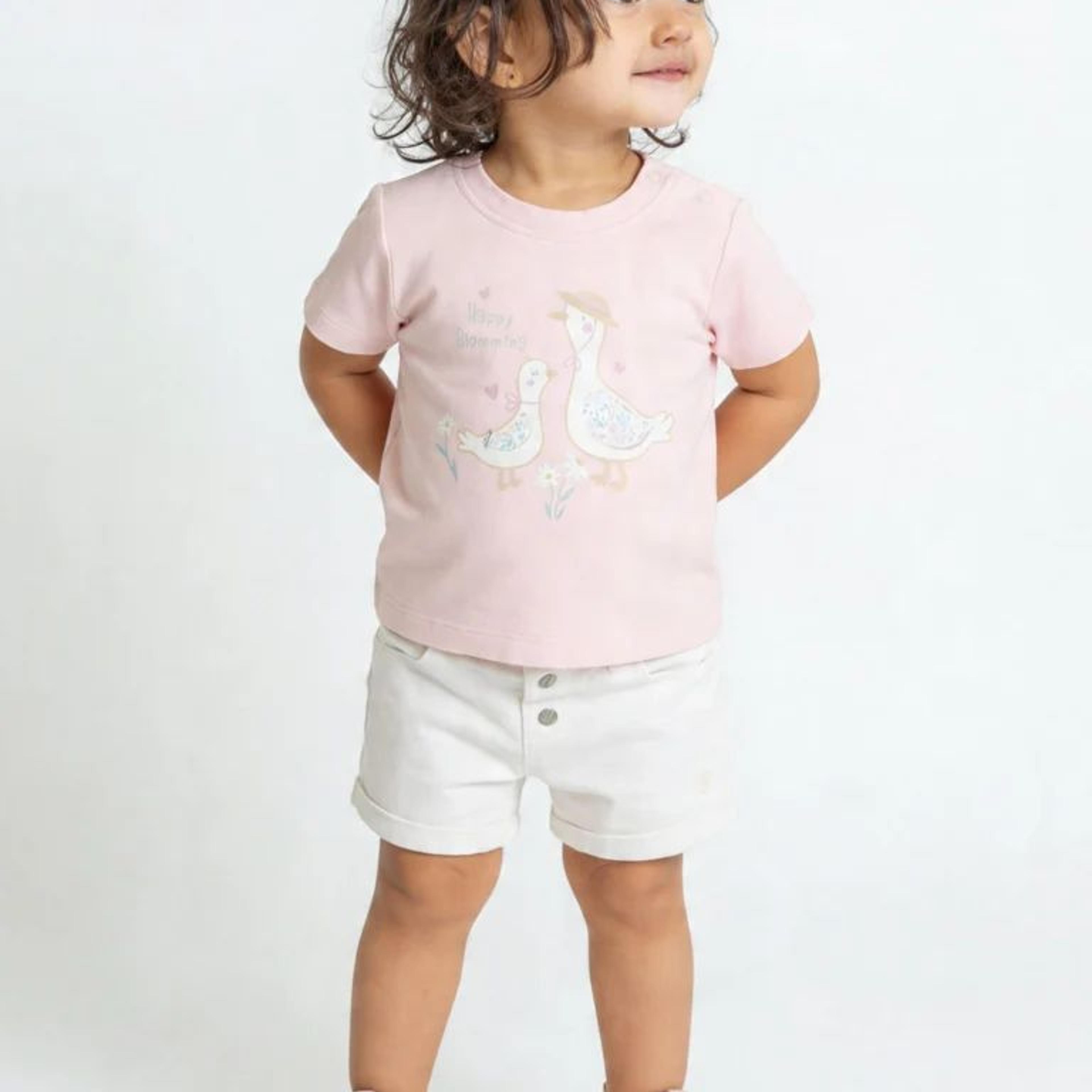 HOP Baby Girls Pink Printed Cotton T-Shirts (Pack of 3)