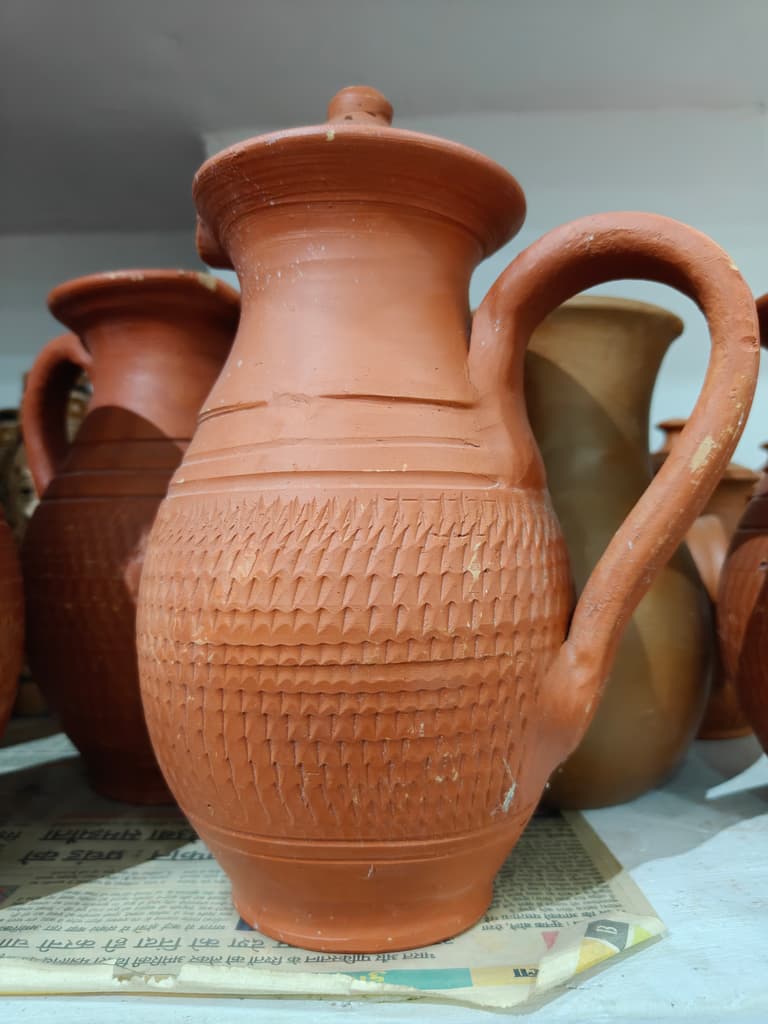 Red Vase with Handle | Ceramic | Decorative | Red