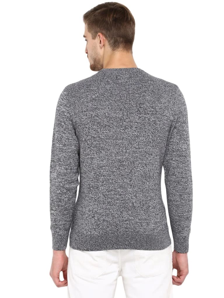 Sweaters for Men in Black | Cotton Round Neck Full Sleeve Sweater — photo 3