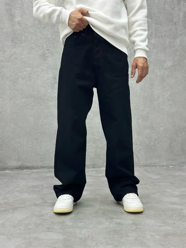 Pure Black Baggy Fit Rigid Jeans — photo 10