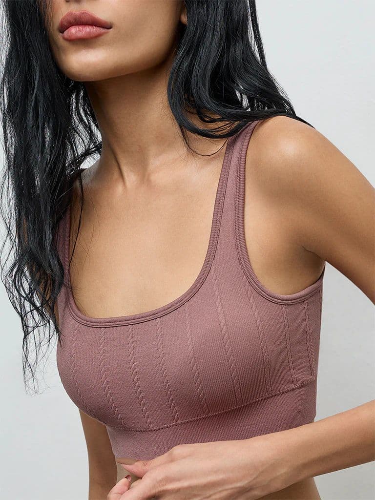 Superstar Dusty Taupe Cable-Knit Seamfree Bra — photo 3