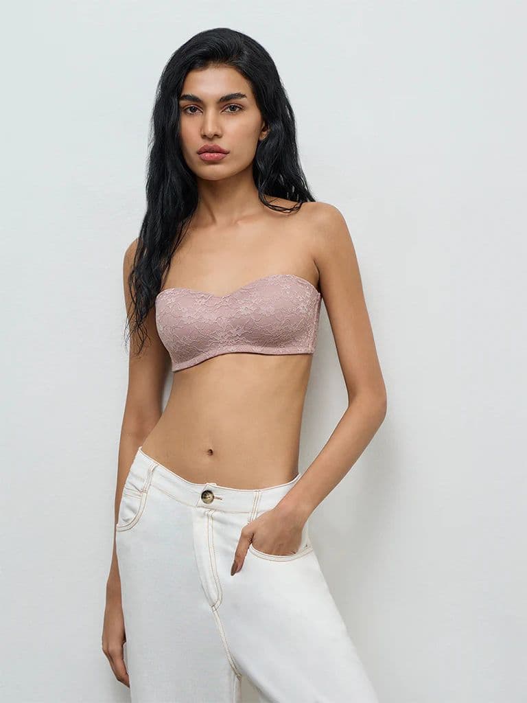 Superstar Dusty Mauve Lace-Detailed Padded Bra