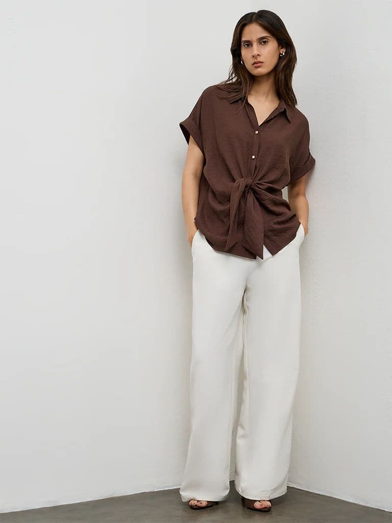 Wardrobe Dark Brown Knot-Detail Blouse — photo 2