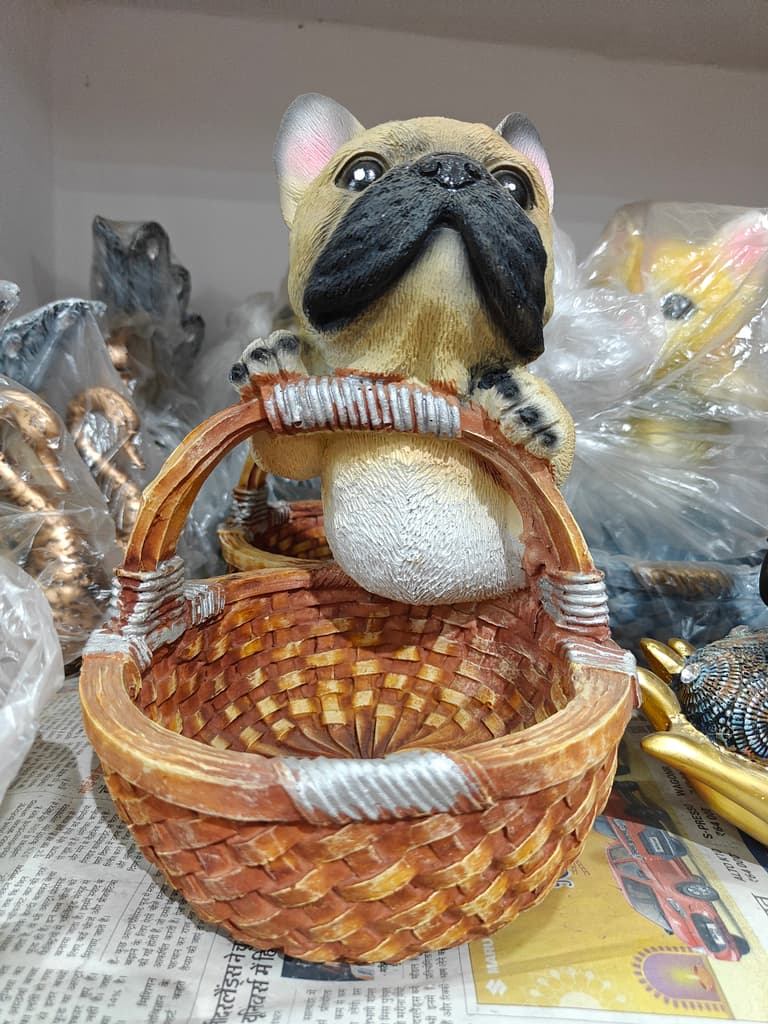 Pug Dog Figurine | Ceramic | Brown | Cute