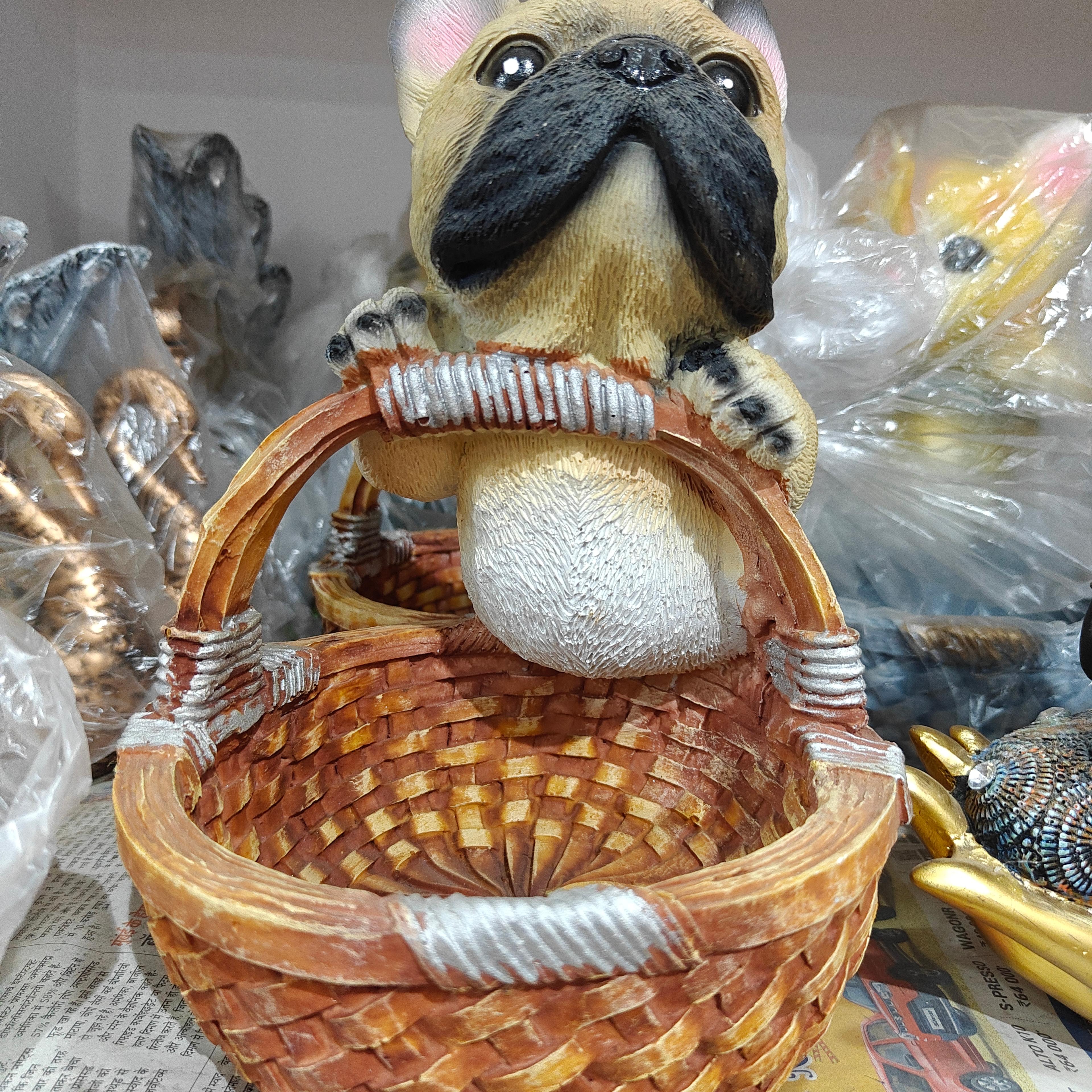Pug Dog Figurine | Ceramic | Brown | Cute