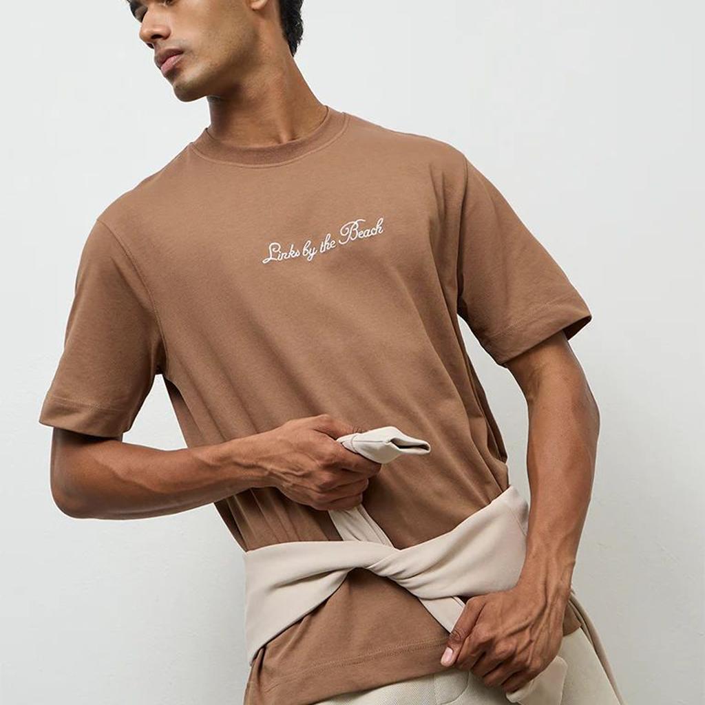 Nuoflexx Light Brown Relaxed-Fit Cotton-Blend T-Shirt
