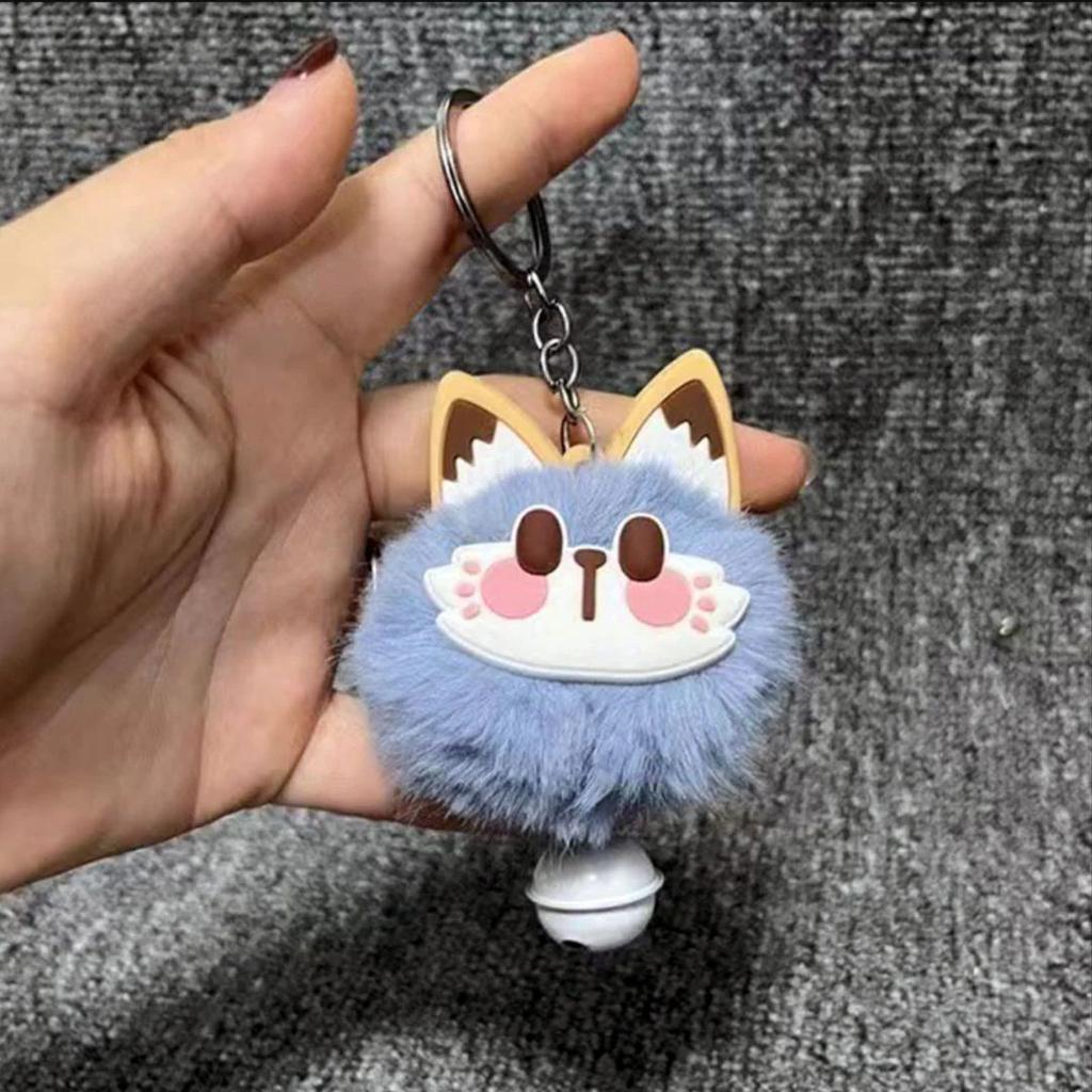 Fur Cat Bell Keychain | Cute Fluffy Cartoon Cat Key Ring for Bags and Keys — photo 3