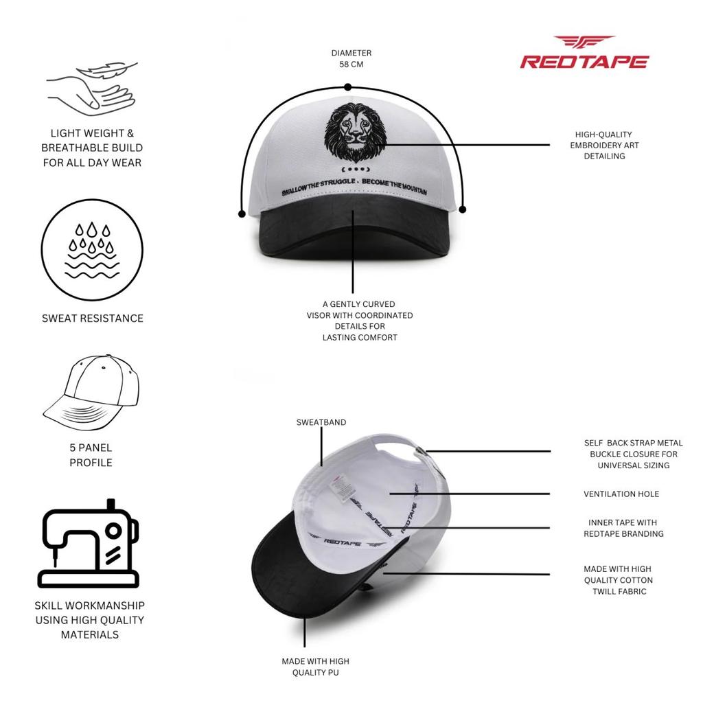 Unisex White Black Colourblocked Cotton Twill Baseball Cap with Adjustable Strap — photo 4