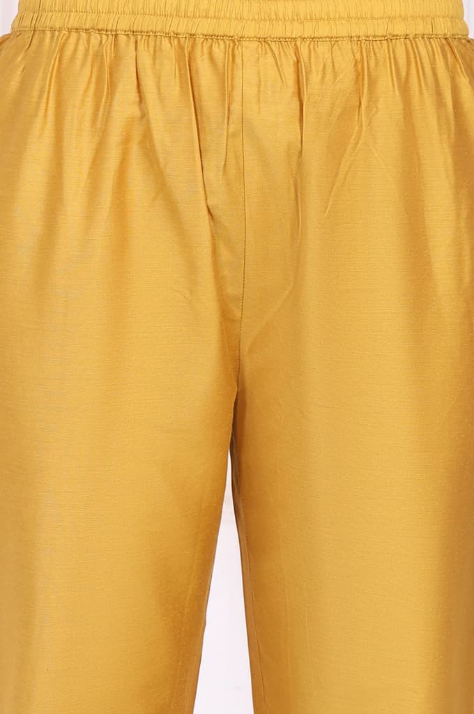 Yellow Embroidered Straight Kurta, Pants and Dupatta Set — photo 8
