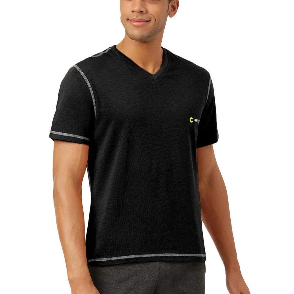 Black Men's Organic Bamboo Casual Tees - V Neck (Pack Of 1)