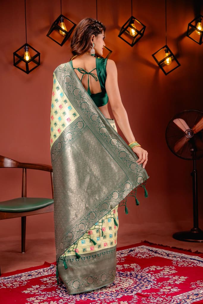 Mimosa Women's Woven Design Kanjivaram Style Art Silk Saree With Blouse Piece : SA00001655PSFREE — photo 6