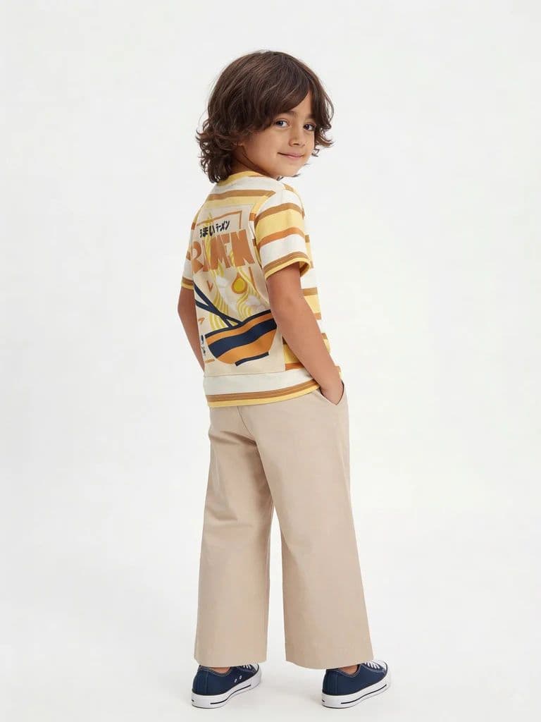 HOP Kids Boys Stone Multi-Pocket Relaxed Fit Cotton Cargo Trousers — photo 2