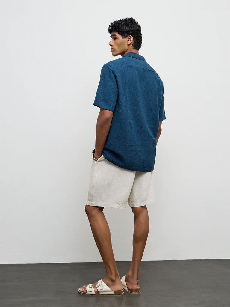 ETA Indigo Textured Relaxed-Fit Cotton Polo T-Shirt — photo 5