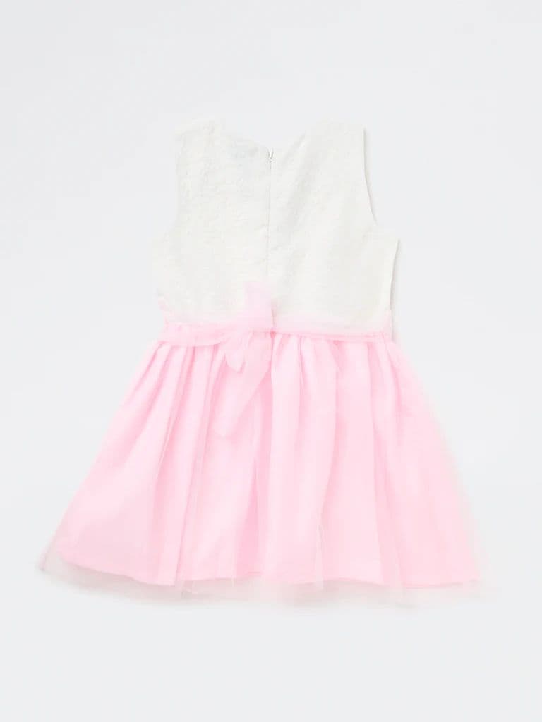 HOP Kids Girls Pink Lace Design A-Line Dress — photo 4