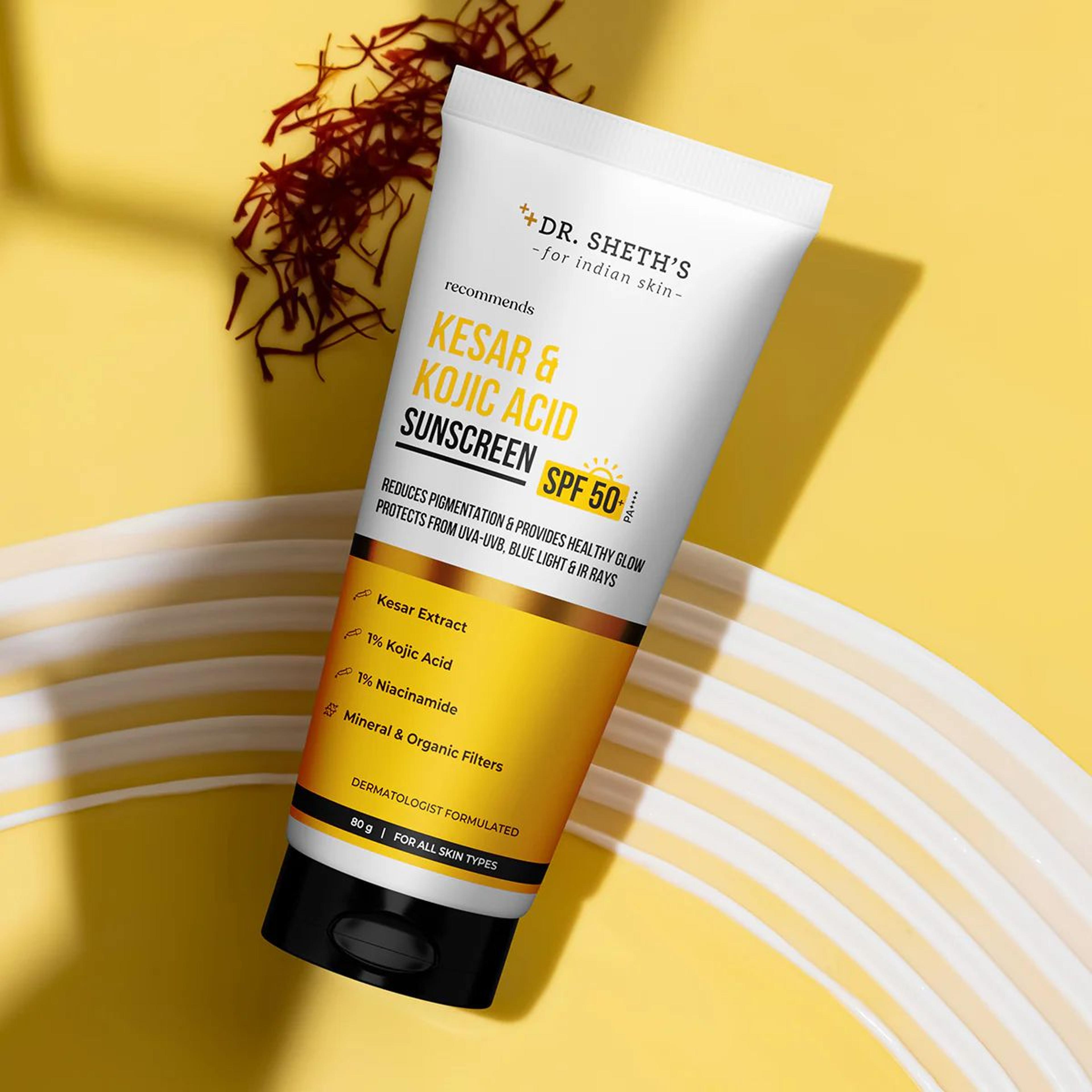 Kesar & Kojic Acid Sunscreen - 80g In-Vivo Tested SPF 50+ PA ++++