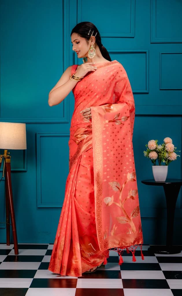 Mimosa Women's Woven Design Banarasi Style Art Silk Saree With Blouse Piece : SA00001828GJFREE — photo 4