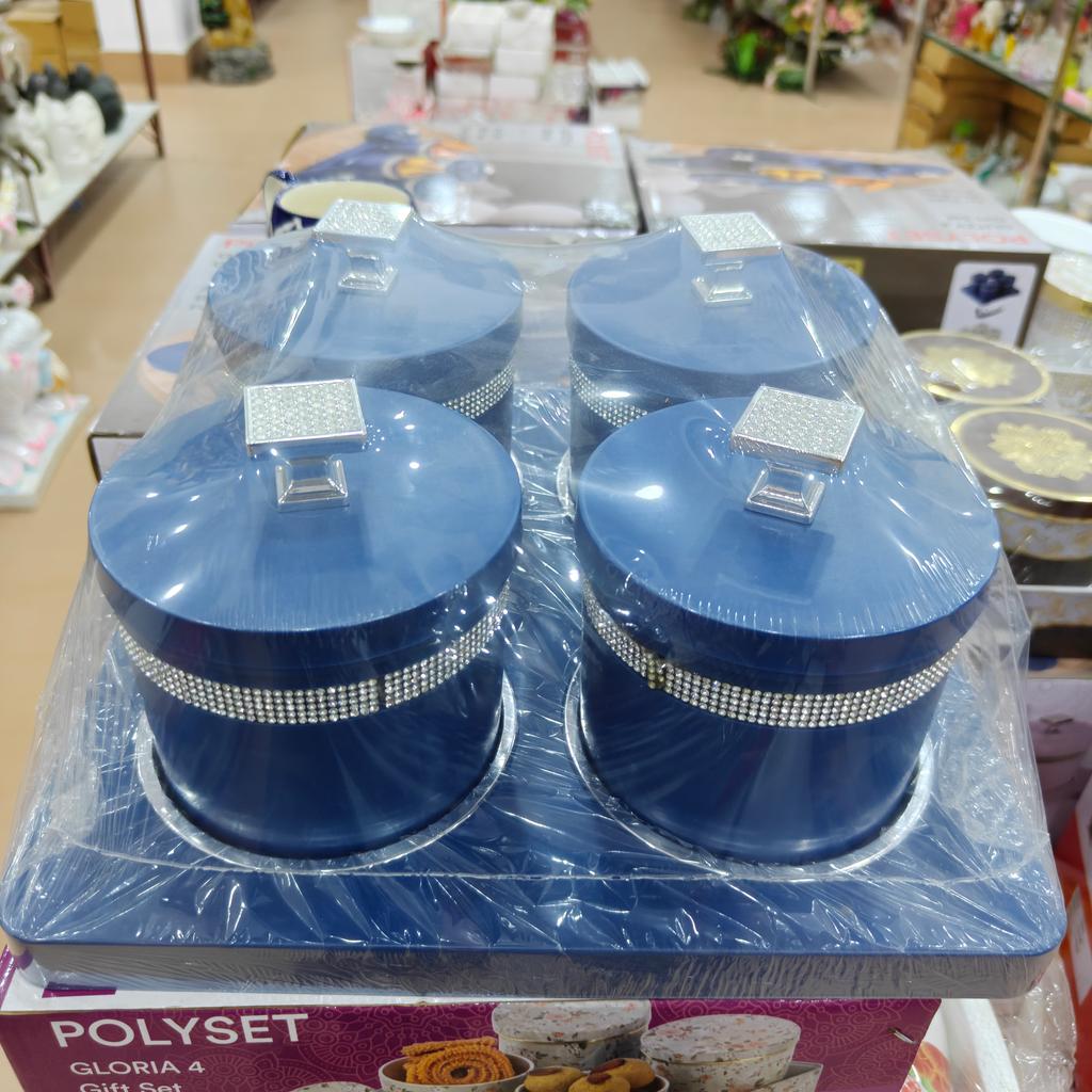 Blue Glass Jar with Silver Lid | Kitchen Storage | Glass | Blue