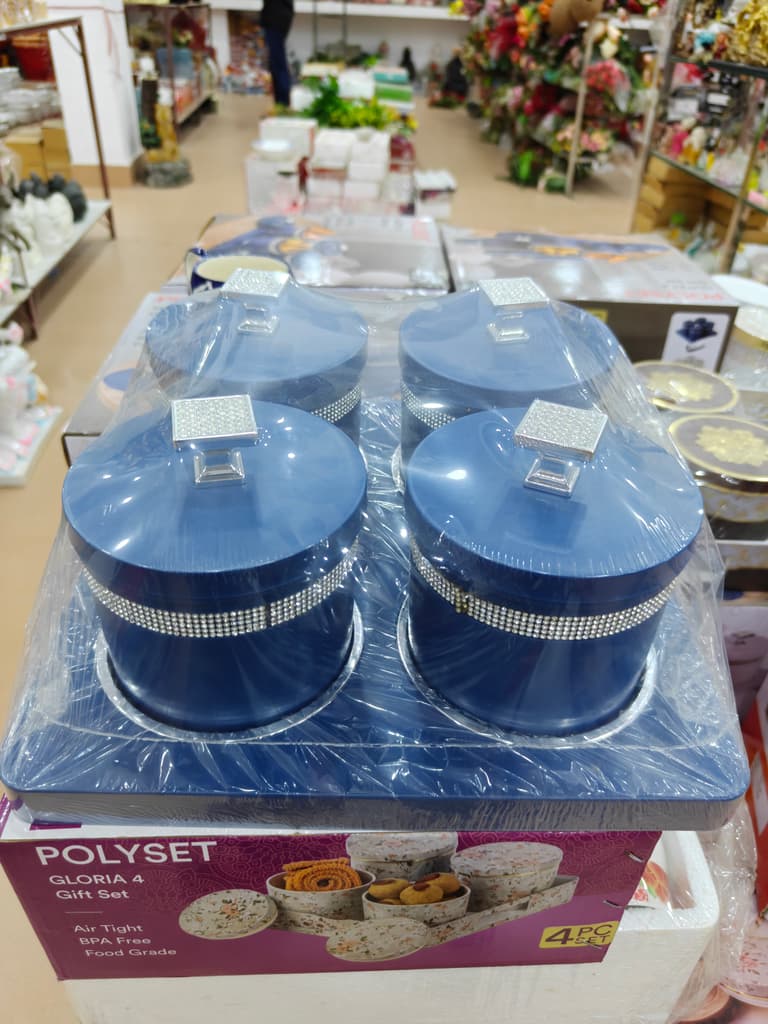 Blue Glass Jar with Silver Lid | Kitchen Storage | Glass | Blue