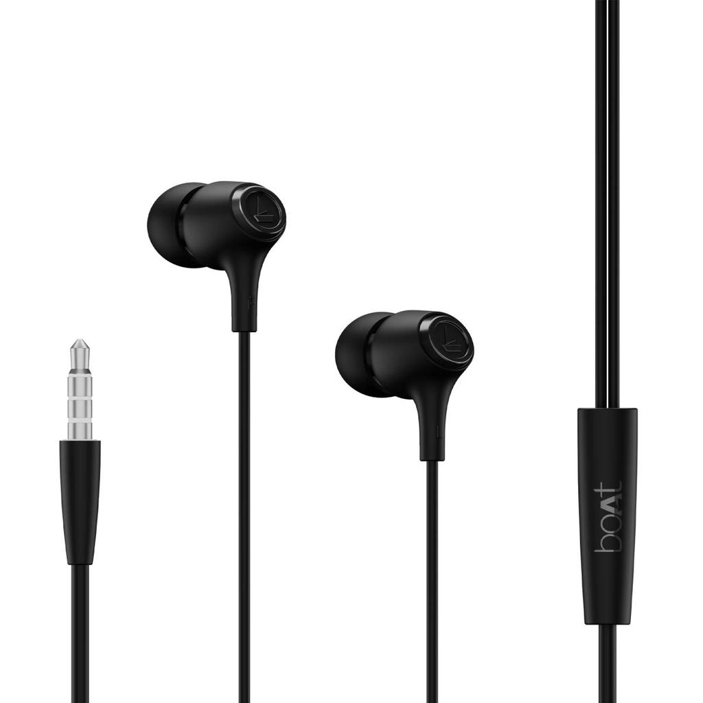 Bassheads 95 | Wired Earphone with 10mm Drivers, 120cm Cable Length, In-line Mic, Lightweight Build, 3.5mm Jack — Active Black