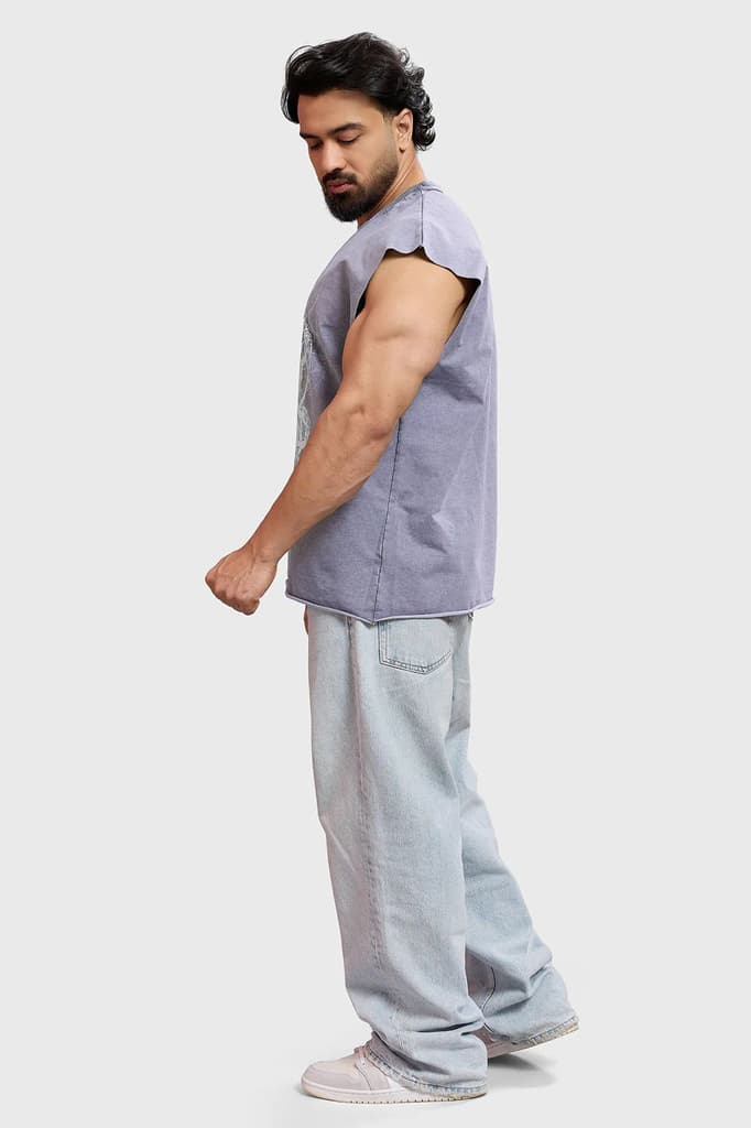 Restricted Washed Capsleeve Tank Light Grey — photo 7
