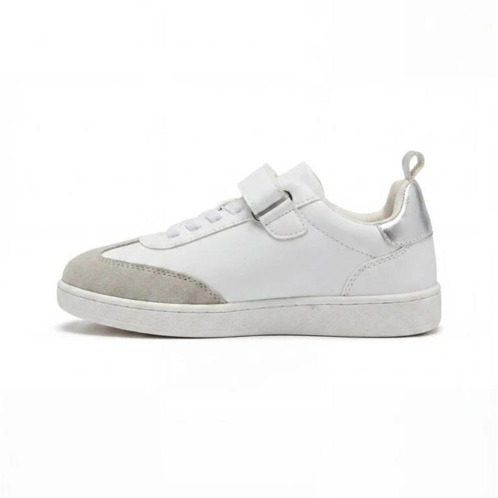 Yellow White and Silver Sparkle Deatiled Velcro Strap Sneakers