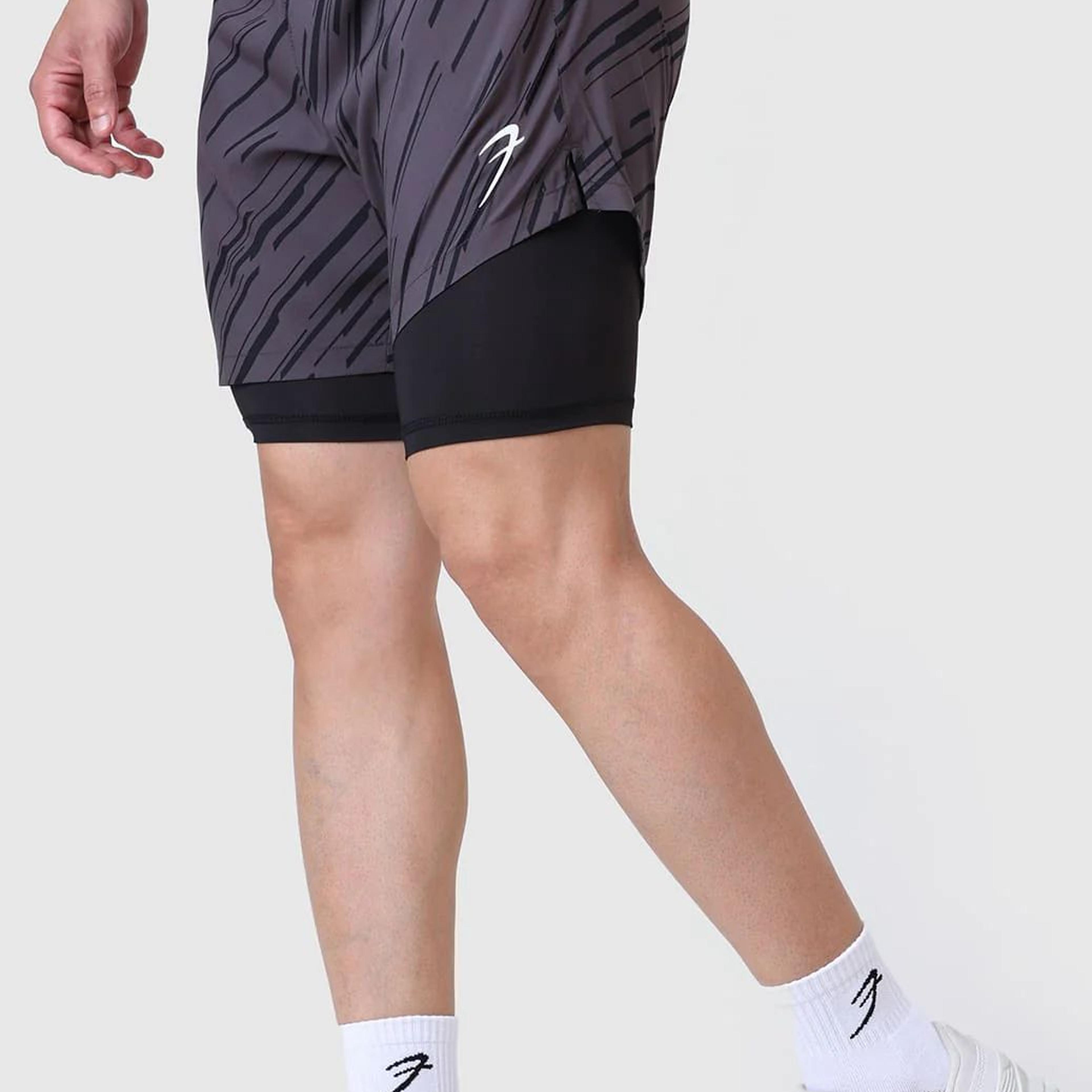 2 in 1 Printed Compression Shorts Graphite