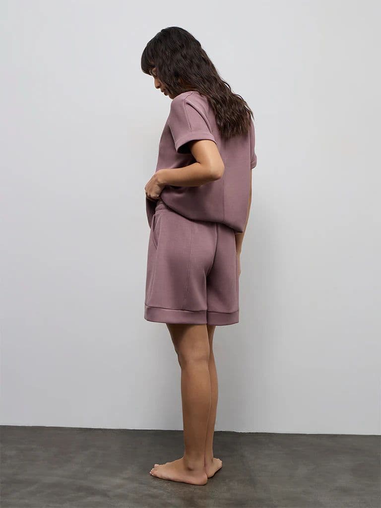 Wunderlove Dusty Pink Solid High-Rise Shorts — photo 4