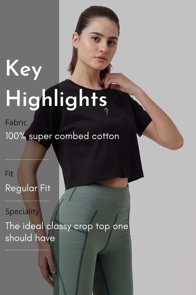Brisk Cotton Crop Top Black — photo 7