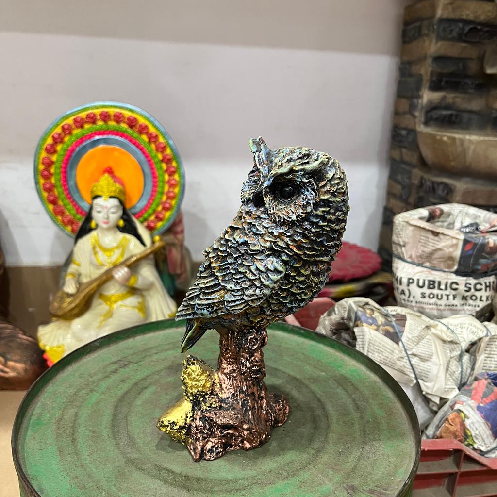 Owl Figurine | Statue | Bronze | Green