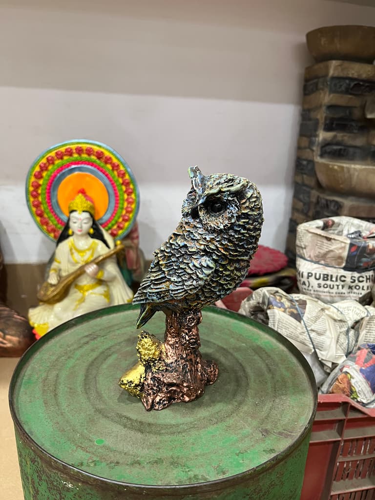 Owl Figurine | Statue | Bronze | Green