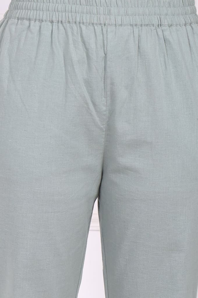 Light Green Embroidered Rayon Straight Kurta and Straight Pants Co-ord Set — photo 8