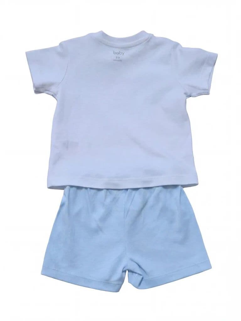 HOP Baby Boys Blue Printed Cotton T-Shirt and Shorts Set — photo 3
