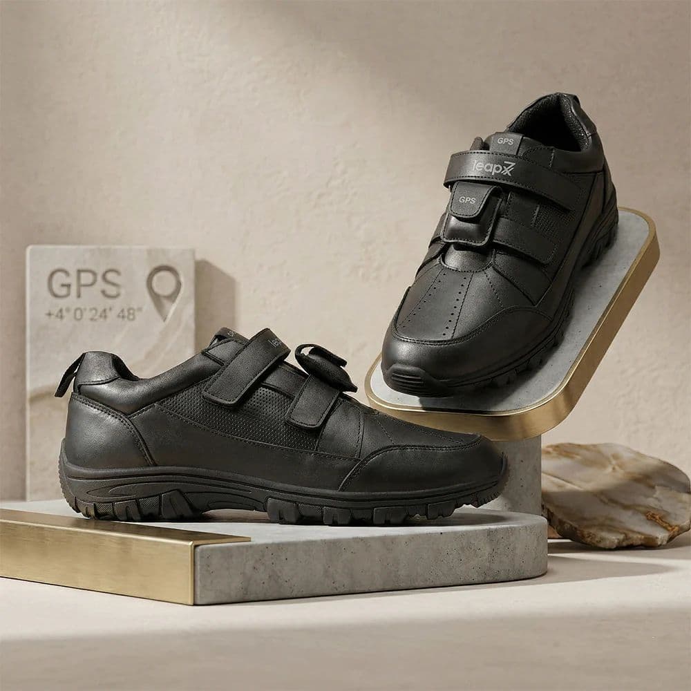 Leap7X SCL-RACEG Kids' Black School Shoes - SCHOOL PROTRACKTER with Built-in GPS Tracker — photo 4