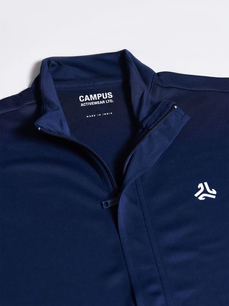 Men's Navy Solid Stand Collar Jacket — photo 6