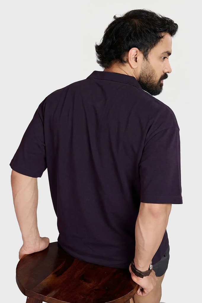 Noir Oversized Polo T-shirt Plum — photo 5