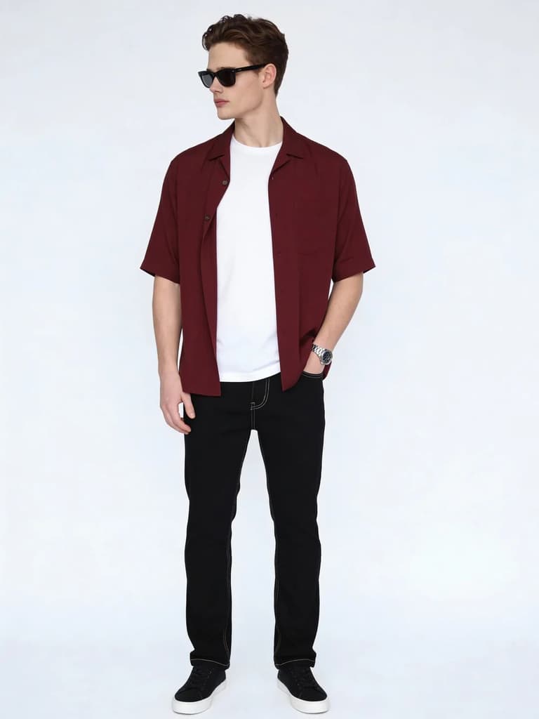 Men's Black Straight Fit Raw Washed Denim Jeans Stretchable — photo 4