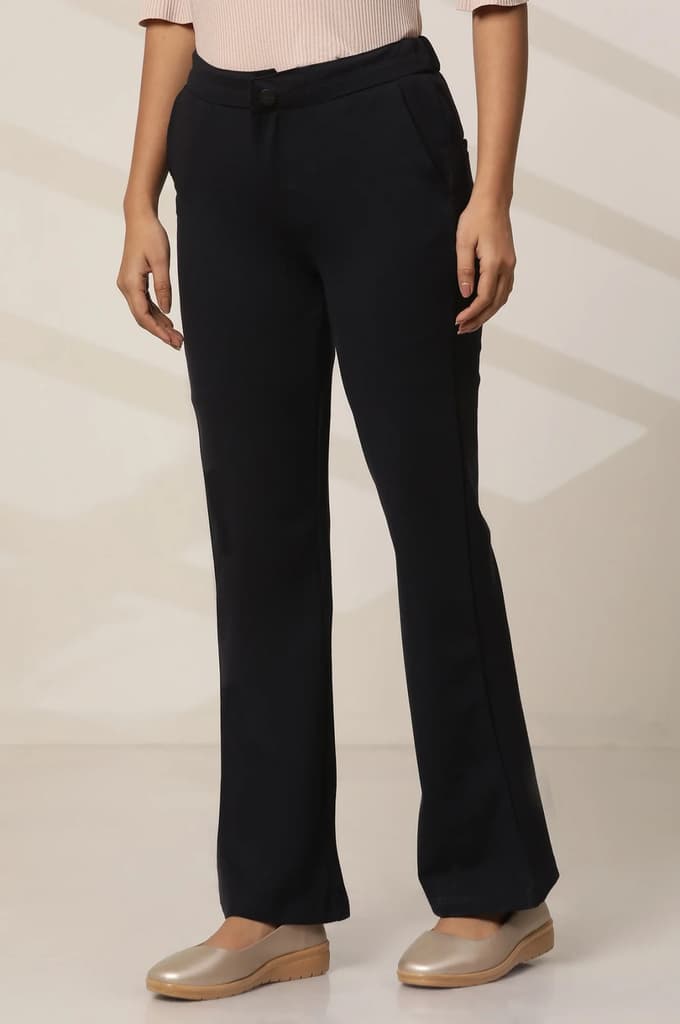 Navy Blue Boot Cut Flared Pants — photo 3