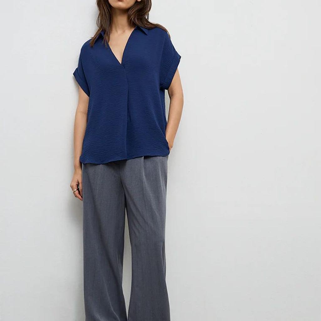 Wardrobe Navy Crinkle-Textured Blouse