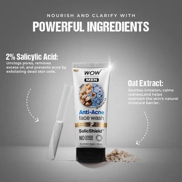 Oat Extract Salicylic Acid Anti Acne Face Wash Clearer Skin Daily