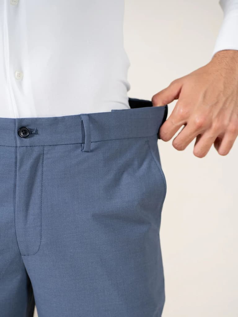 Crest Blue Melange Stretch Formal Pants