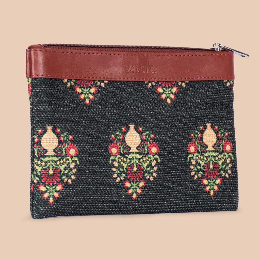 Royal Green Mogra Print Cosmetic Pouch — photo 3