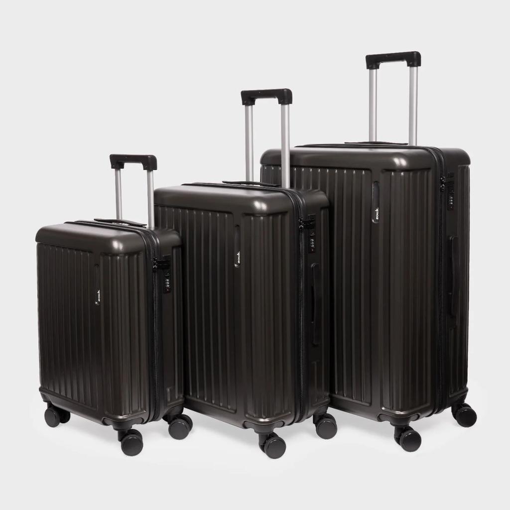 Charcoal Grey Sahana Trolley Bag - Set of 3 (Cabin + Medium + Large)