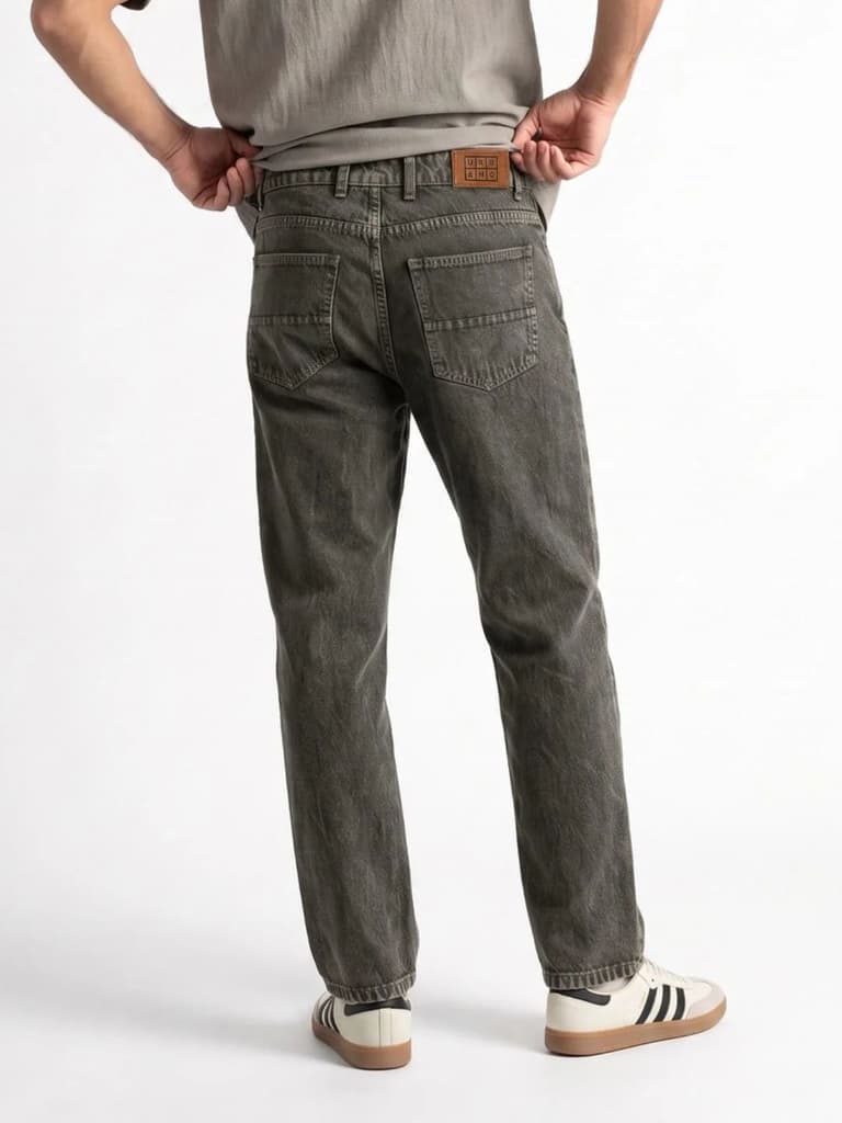 Men's Light Grey Relaxed Fit Washed Denim Jeans Non-Stretchable — photo 3