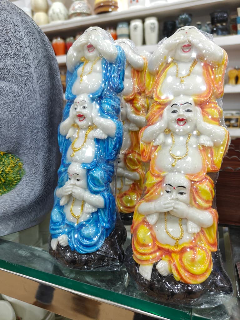Buddha Statue | Ceramic | Gold | Blue
