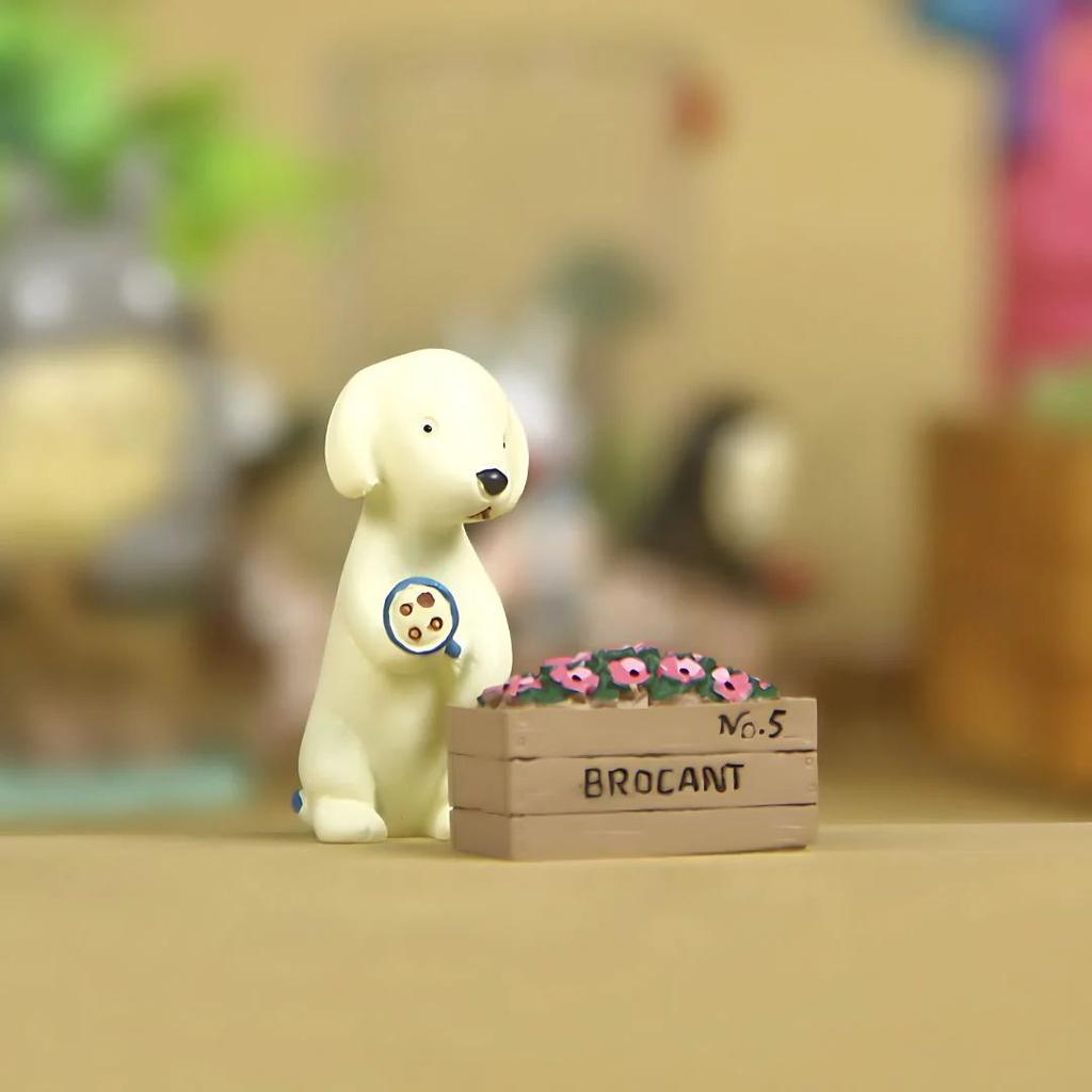 Pretty Pets Desk Decor | Cute Miniature Figurines — Dog - Watering Plants