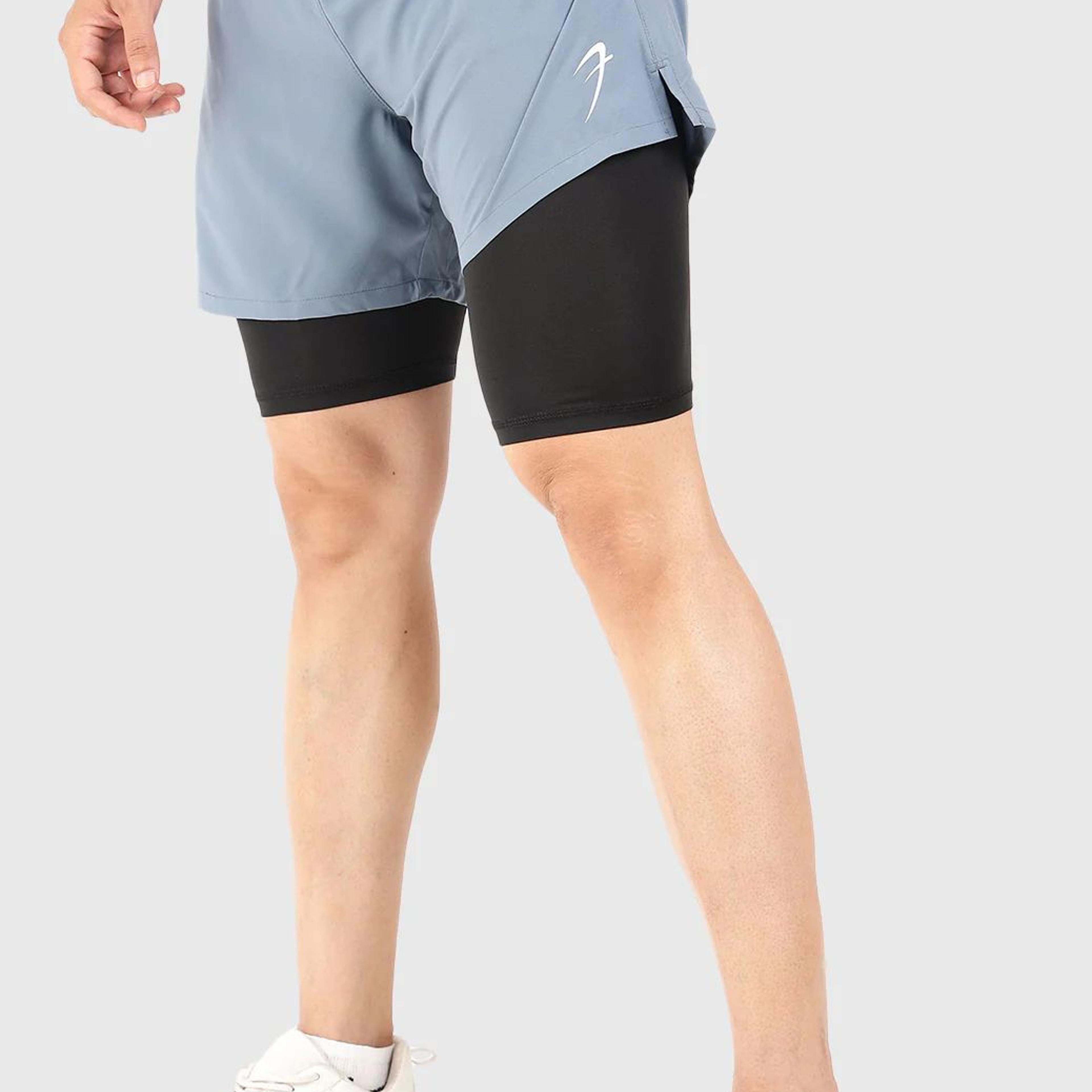 2 in 1 5" Compression Shorts Light Grey